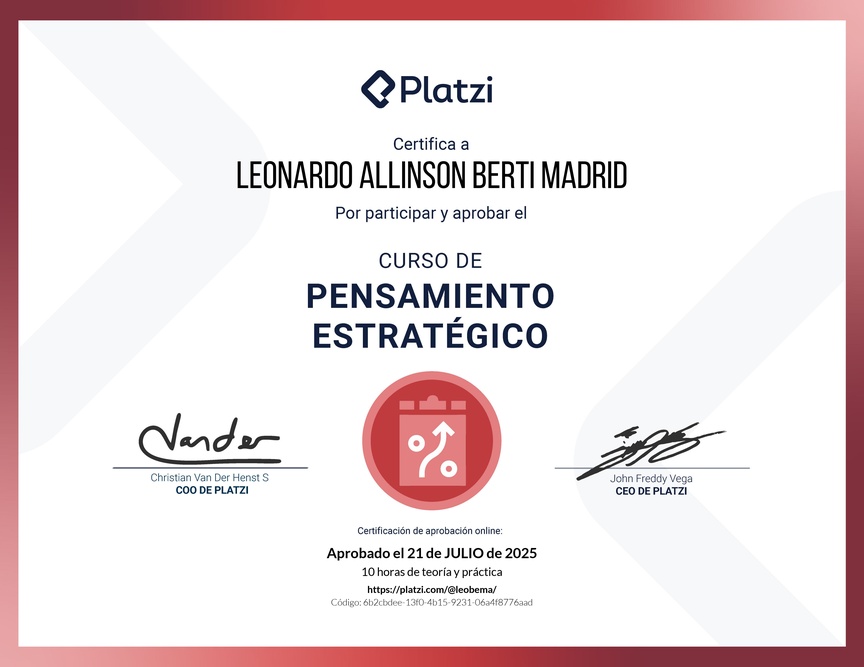 Diploma del Curso de Pensamiento Estratégico