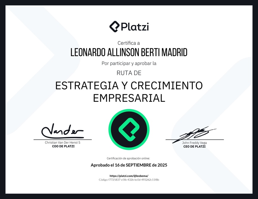 Diploma de la Ruta de Aprendizaje de Estrategia y Crecimiento Empresarial