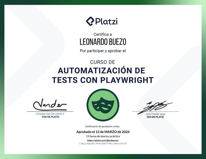 Diploma del Curso de Automatización de Test con Playwright