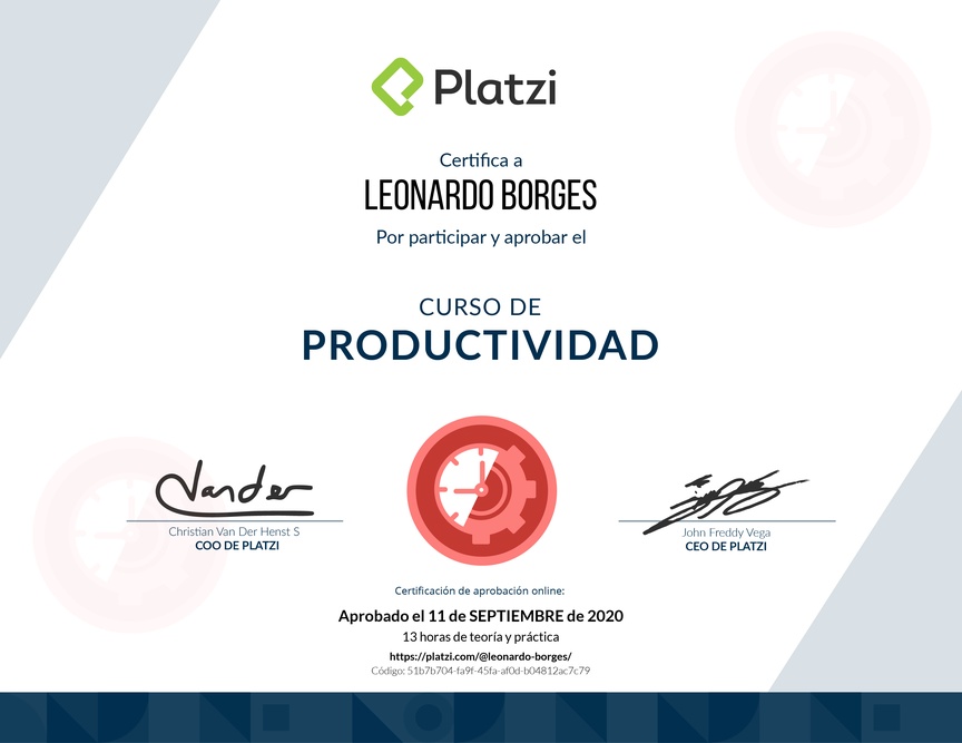 Diploma del Curso de Productividad