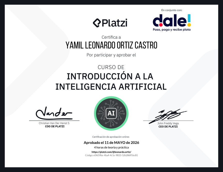 Diploma del Curso Gratis de Introducción a la Inteligencia Artificial