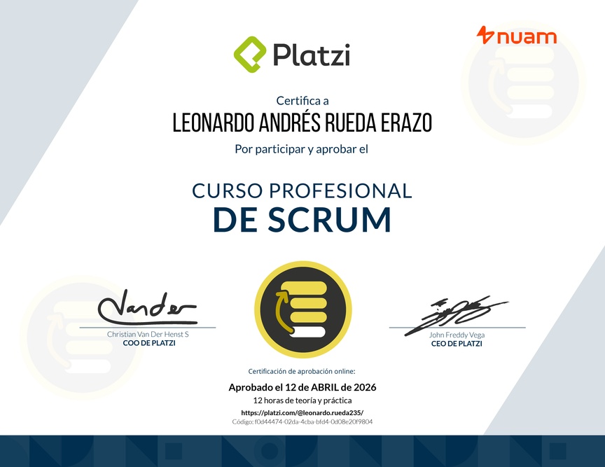Diploma del Curso Profesional de Scrum