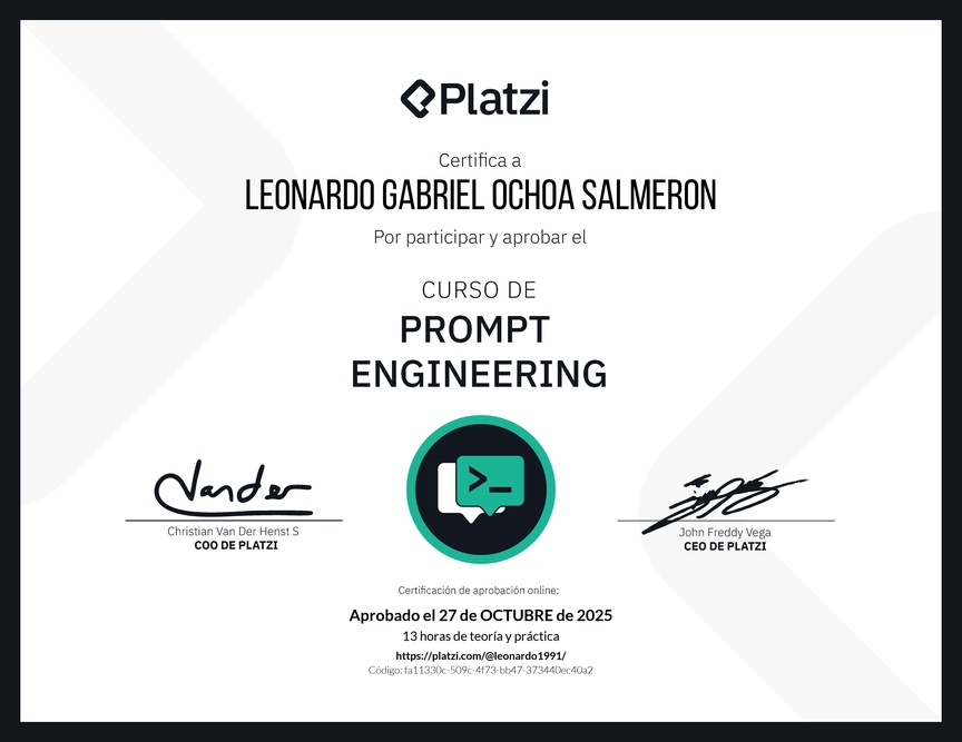 Diploma del Curso de Prompt Engineering