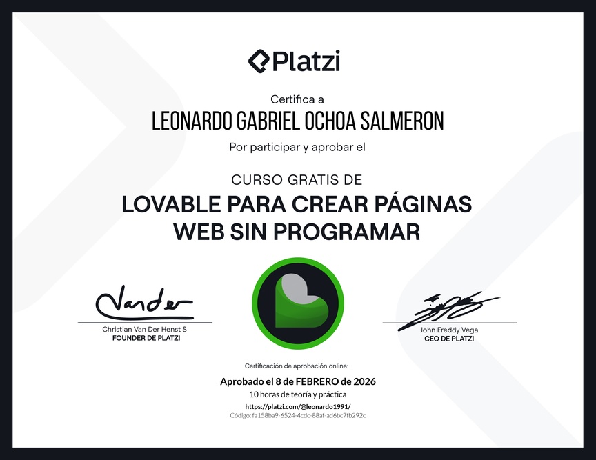Diploma del Curso Gratis de Lovable para Crear Páginas Web sin Programar