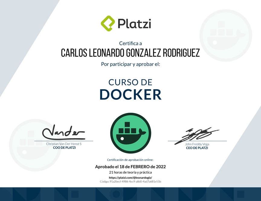 Diploma del Curso de Docker