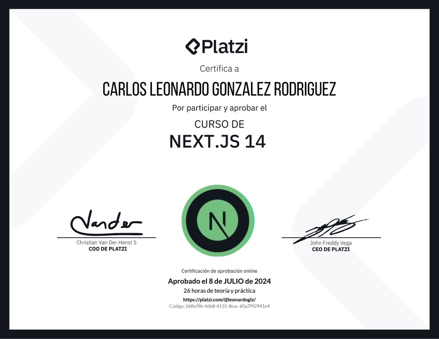 Diploma del Curso de Next.js 14
