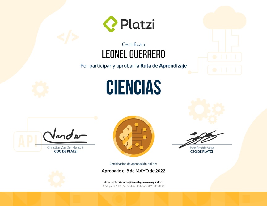 Diploma de la Ruta de Aprendizaje de Ciencias