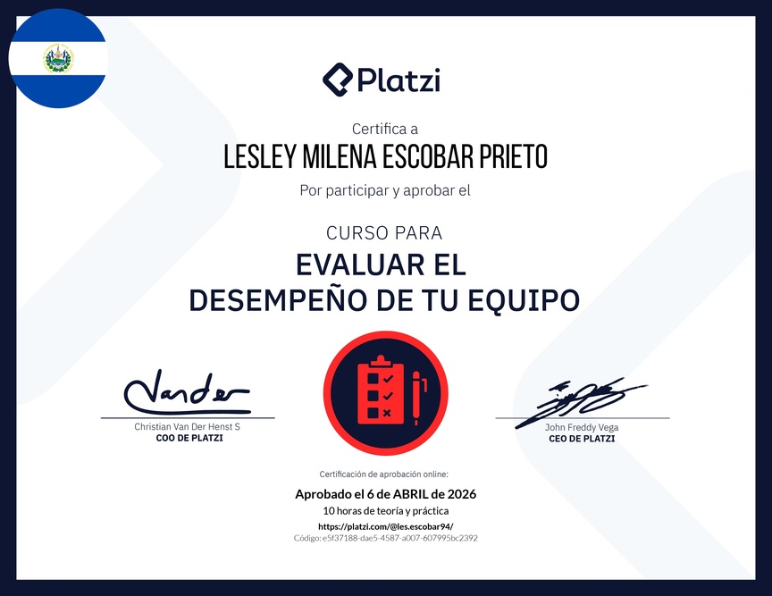 Diploma del Curso para Evaluar el Desempeño de tu Equipo