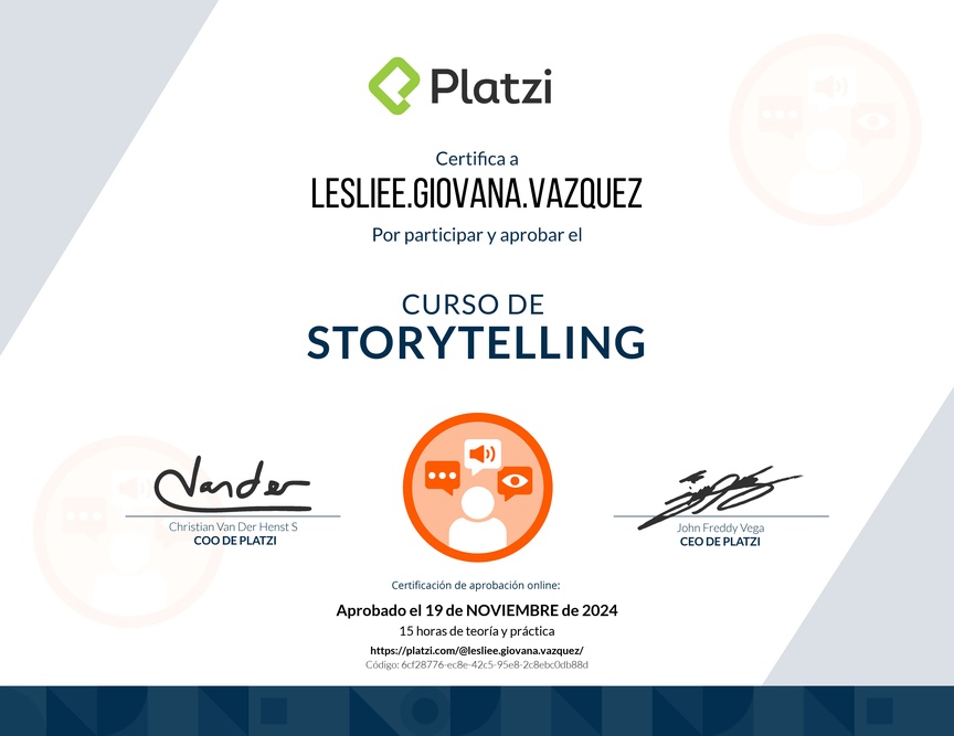 Diploma del Curso de Storytelling