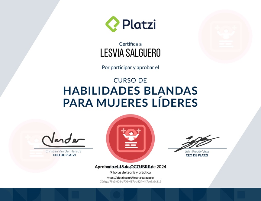 Diploma de Audiocurso de Habilidades Blandas para Mujeres Líderes