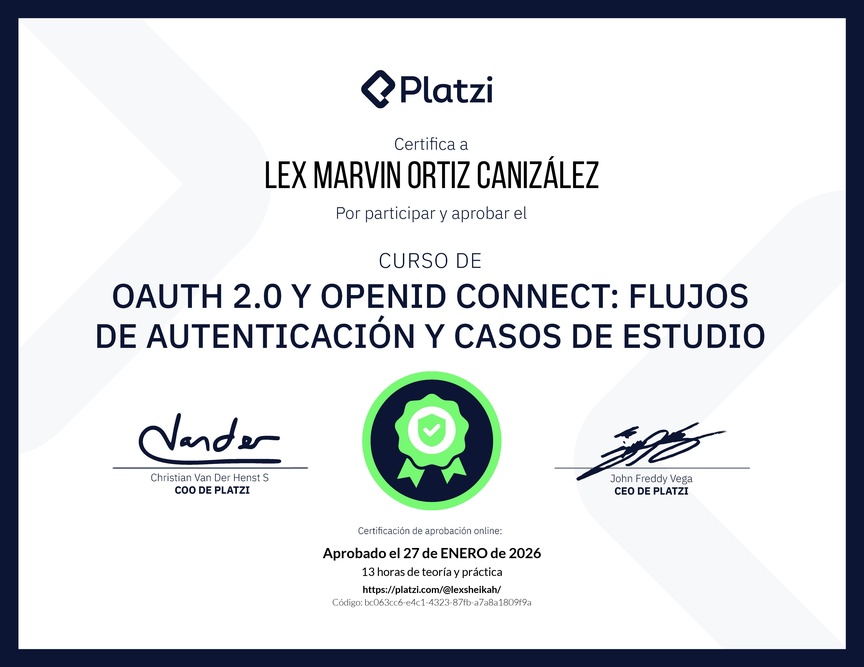 Diploma del Curso de OAuth 2.0 y OpenID Connect: Flujos de Autenticación y Casos de Estudio
