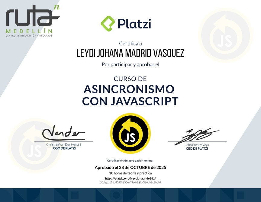 Diploma del Curso de Asincronismo con JavaScript 2022