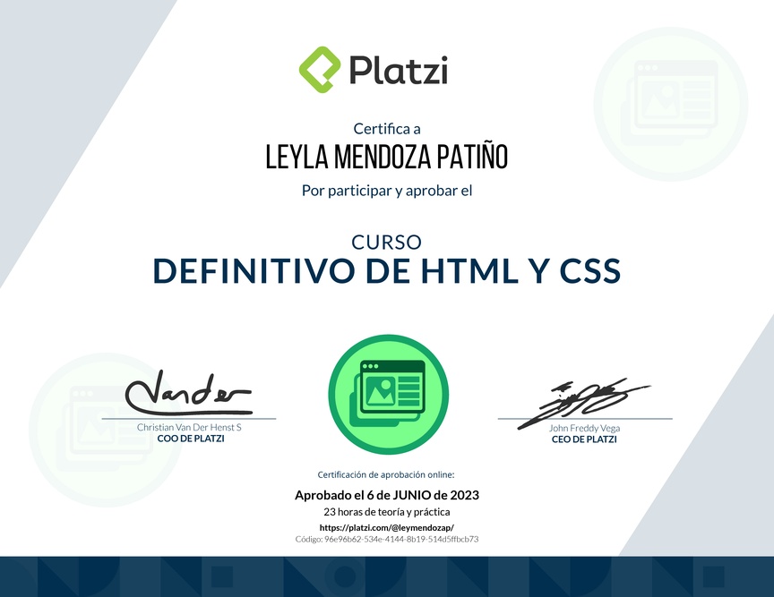 Diploma del Curso Definitivo de HTML y CSS