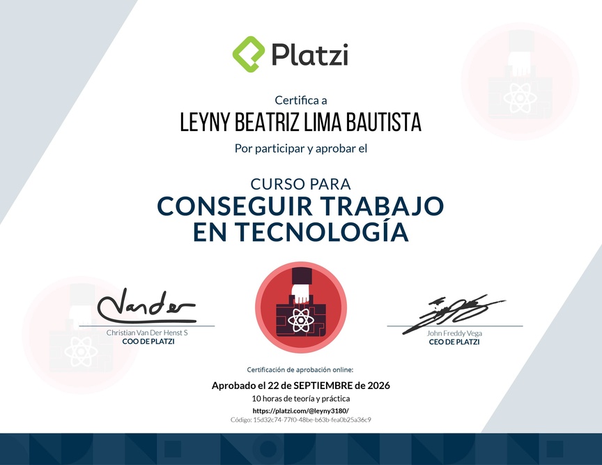 Diploma del Curso para Conseguir Trabajo en Tecnología