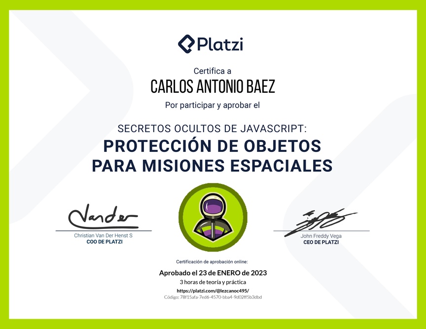 Diploma de Taller de Secretos Ocultos de JavaScript: Protección de Clases y Objetos