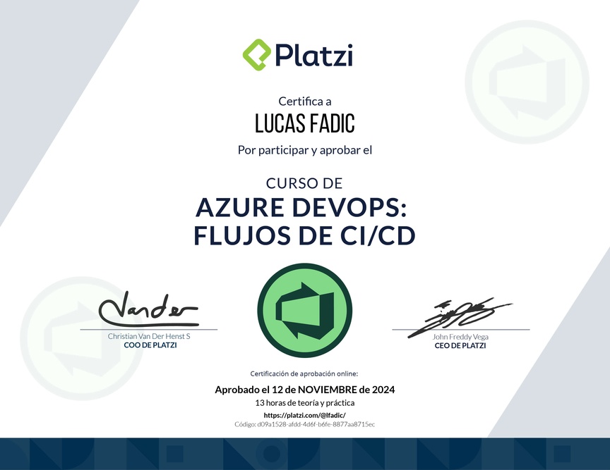 Diploma del Curso de Azure DevOps: Flujos de CI/CD