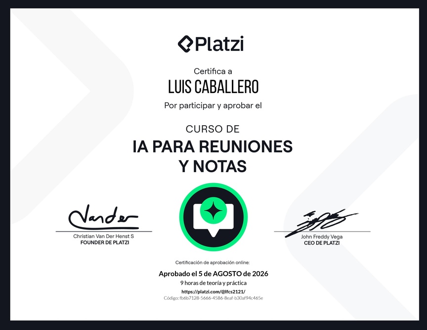 Diploma del Curso de AI para Reuniones y Notas