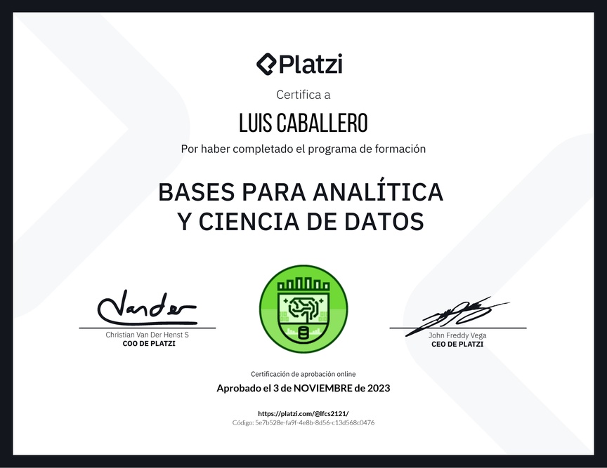 Diploma de la Ruta de Aprendizaje de Bases para Analítica y Ciencia de Datos