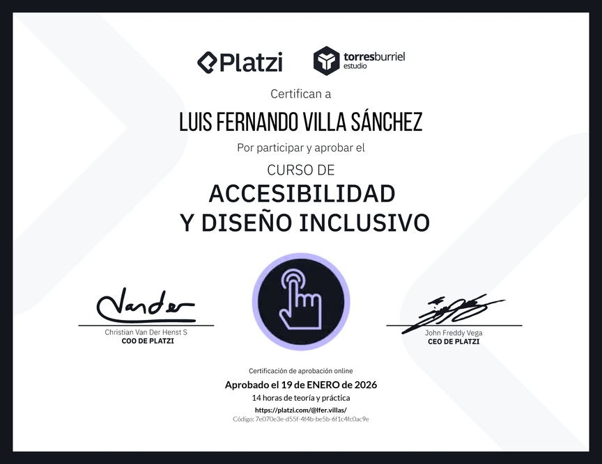 Diploma del Curso de Accesibilidad y Diseño Inclusivo