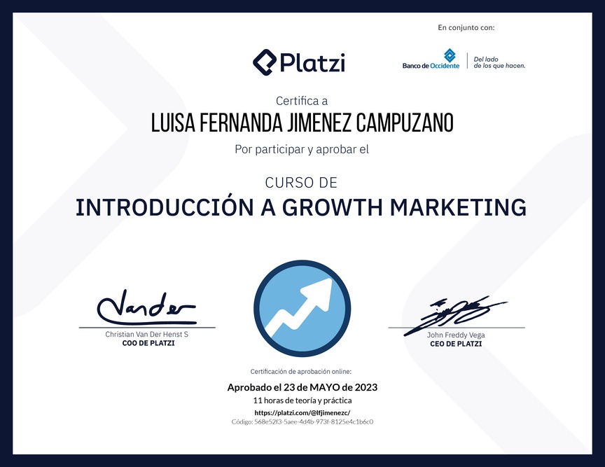 Diploma del Curso de Growth Marketing para Startups: Técnicas y Enfoques -2023
