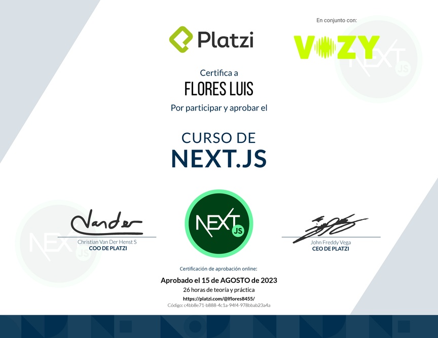 Diploma del Curso de Next.js