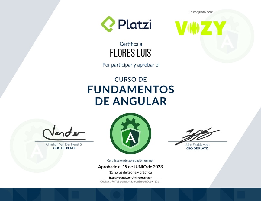 Diploma del Curso de Fundamentos de Angular