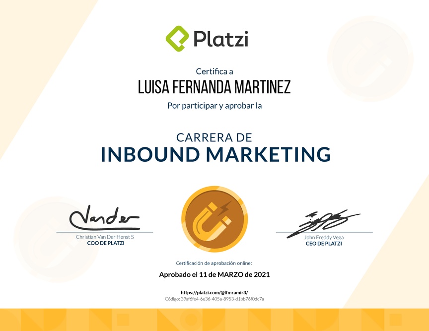 Diploma de la Ruta de Aprendizaje de Inbound Marketing
