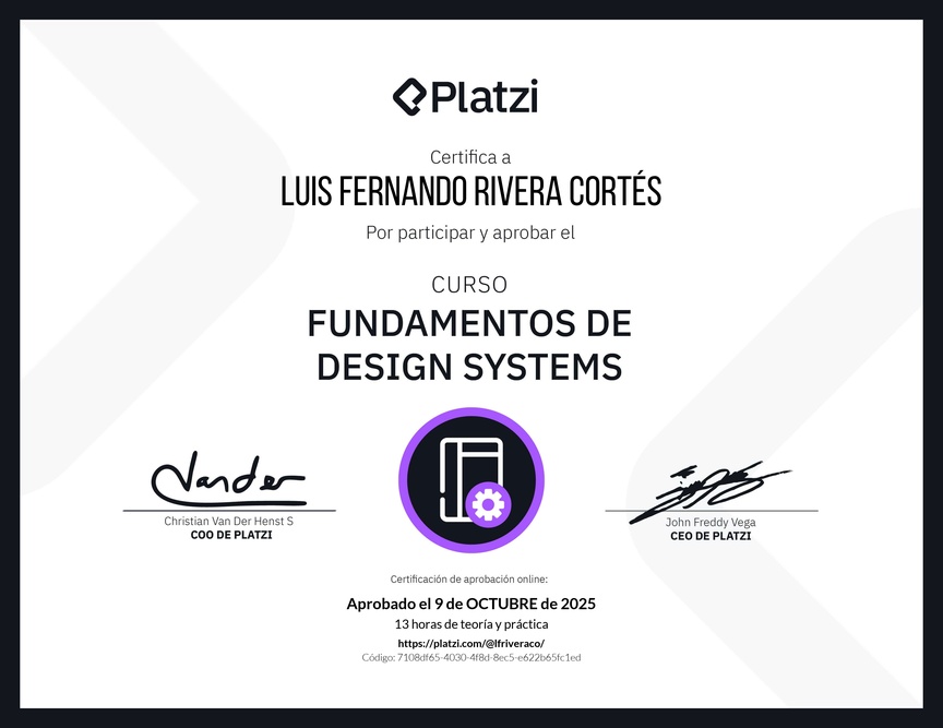 Diploma del Curso de Fundamentos de Design Systems