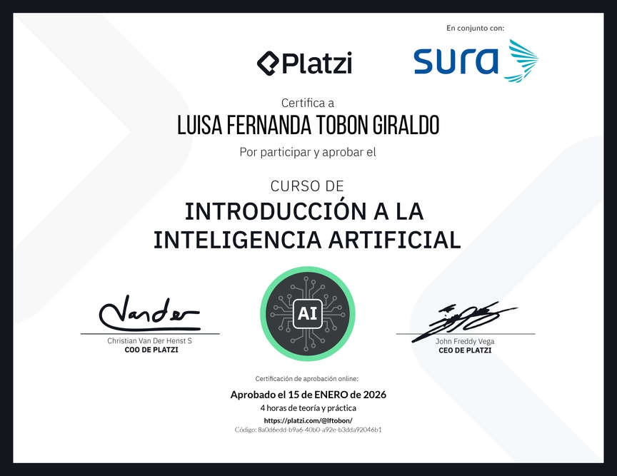 Diploma del Curso Gratis de Introducción a la Inteligencia Artificial