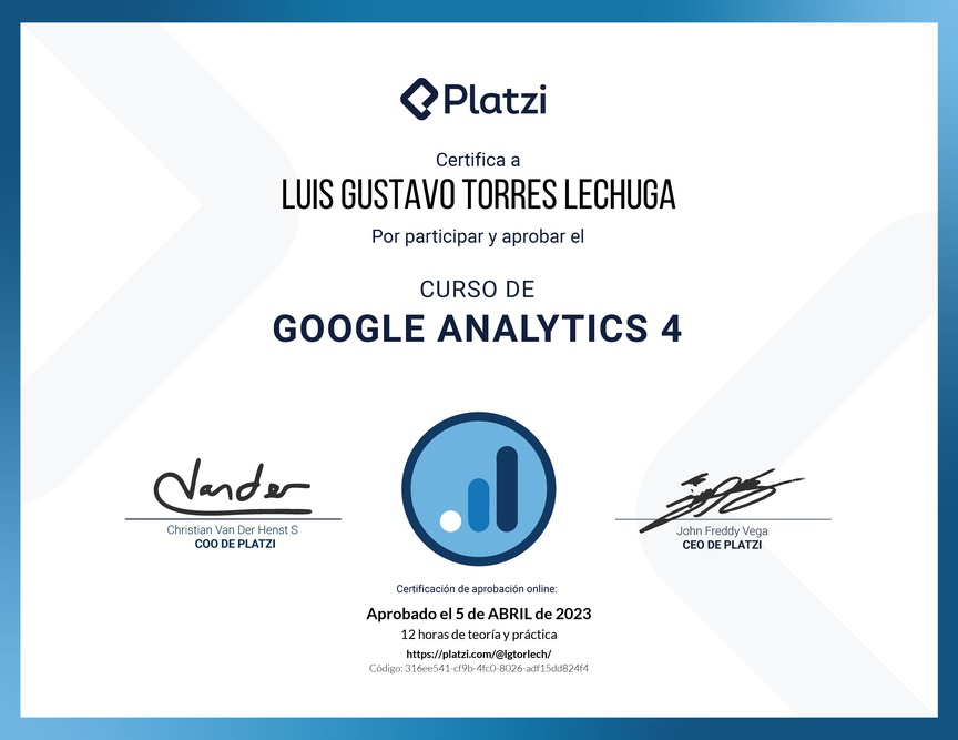 Diploma del Curso de Google Analytics