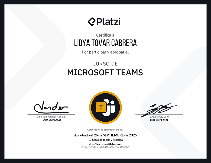 Diploma del Curso de Microsoft Teams
