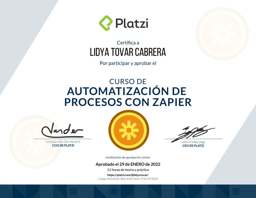 Diploma del Curso de Zapier