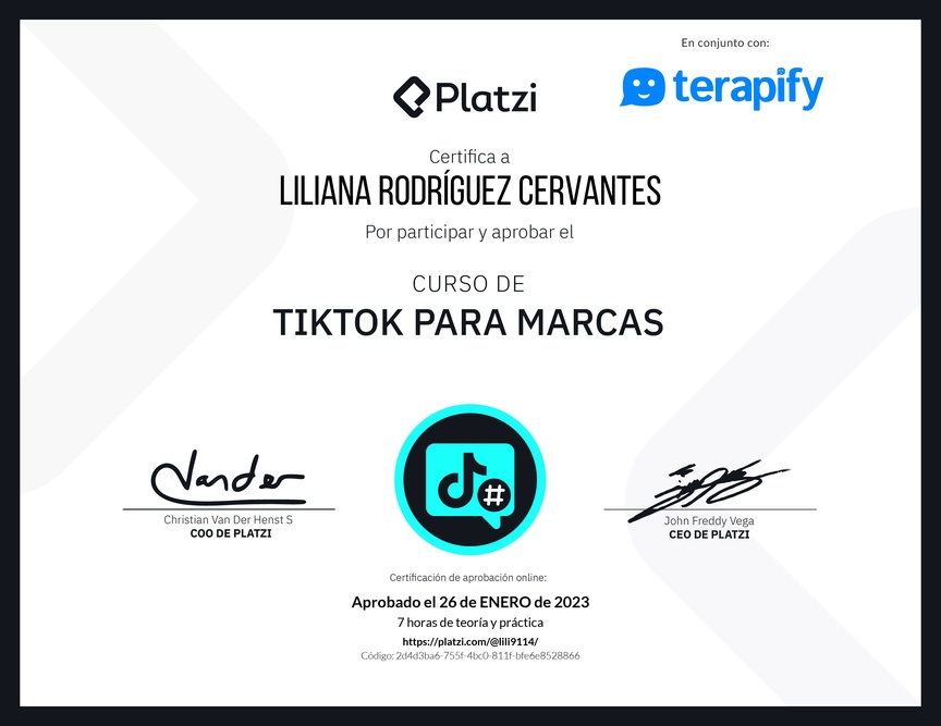 Diploma del Curso de Optimización de Estrategias de Marca en TikTok