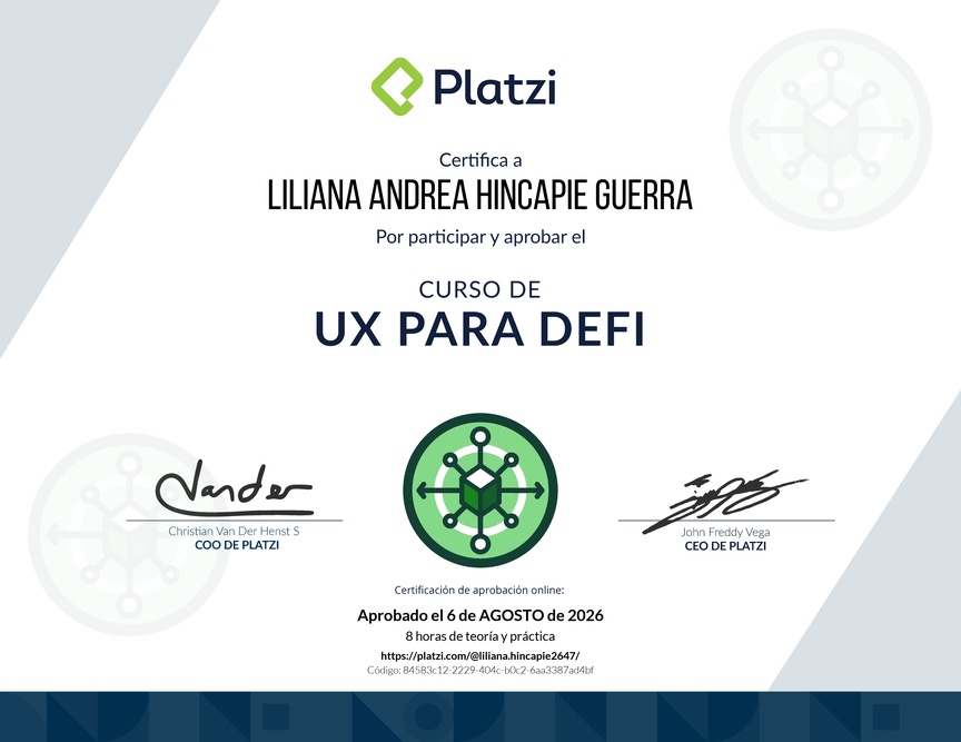 Diploma del Curso de UX para DeFi: Diseñando los Servicios Financieros del Futuro