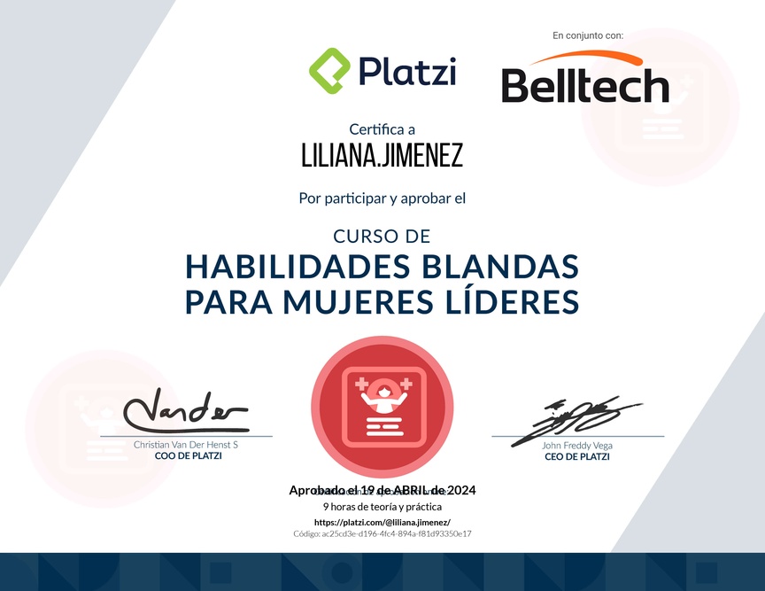 Diploma de Audiocurso de Habilidades Blandas para Mujeres Líderes