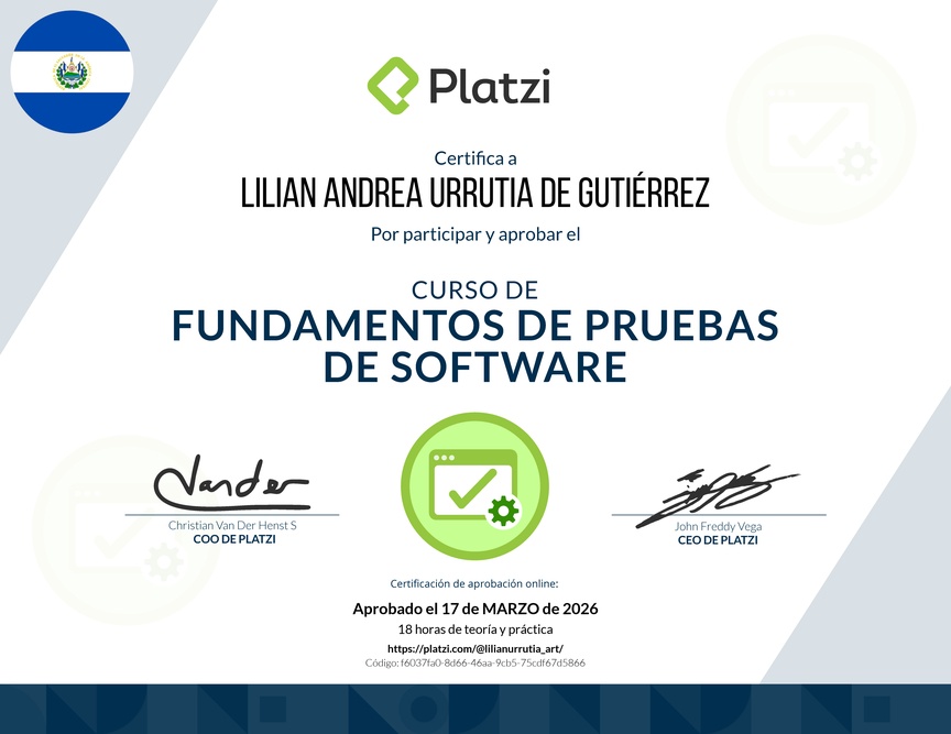 Diploma del Curso de Fundamentos de Pruebas de Software