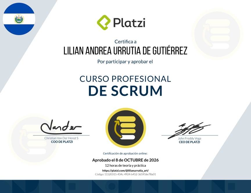 Diploma del Curso Profesional de Scrum