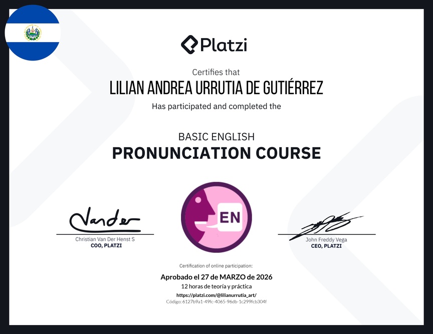 Diploma del Curso Básico de Pronunciación en Inglés