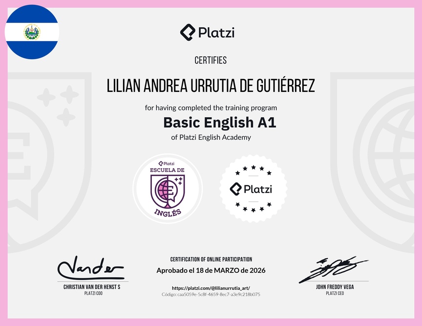 Diploma de la Ruta de Aprendizaje de Inglés Básico A1