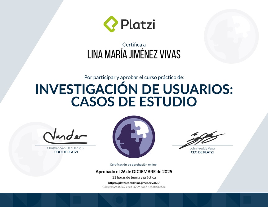 Diploma del Curso de Investigación de Usuarios: Estudios Prácticos