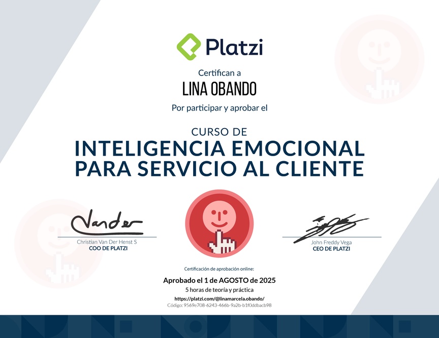 Diploma del Curso de Inteligencia Emocional para Servicio al Cliente