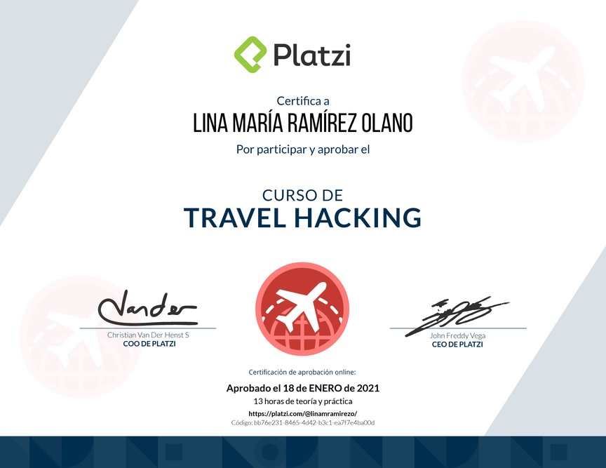 Diploma del Curso de Travel Hacking