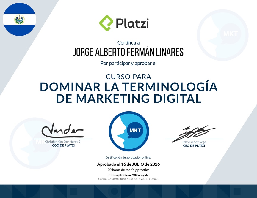 Diploma de Glosario de Términos de Marketing Digital
