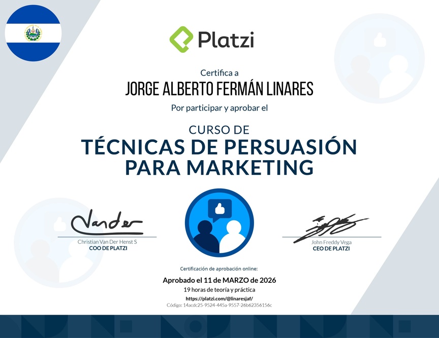 Diploma del Curso de Persuasión y Decisión en Marketing Digital