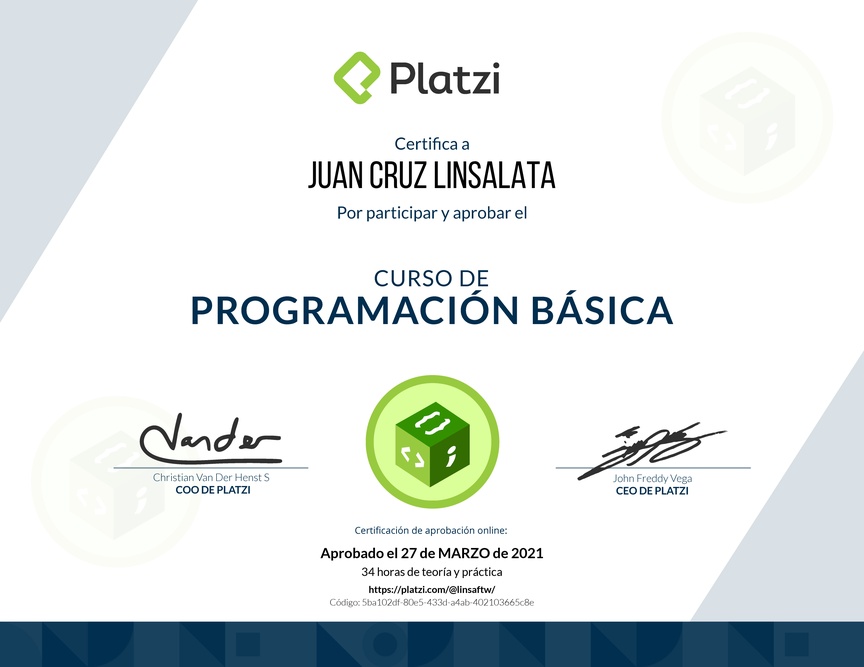 Diploma del Curso Básico de Programación