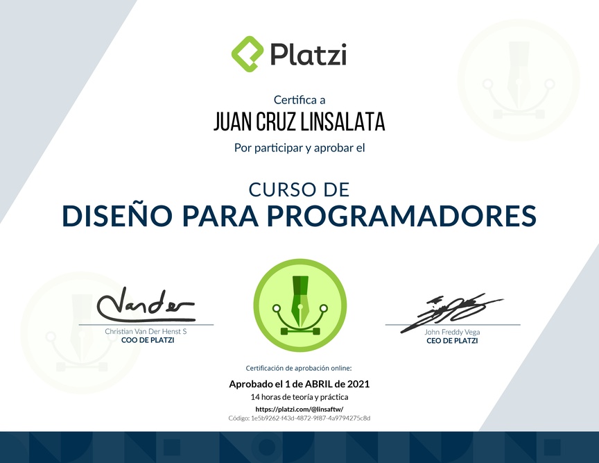Diploma del Curso de Diseño para Developers