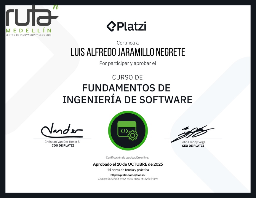 Diploma del Curso de Fundamentos de Ingeniería de Software