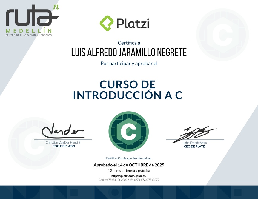Diploma del Curso de Introducción a C