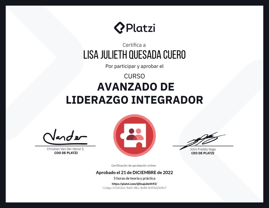 Diploma del Curso Avanzado de Liderazgo: Adapta tu Estilo de Liderazgo