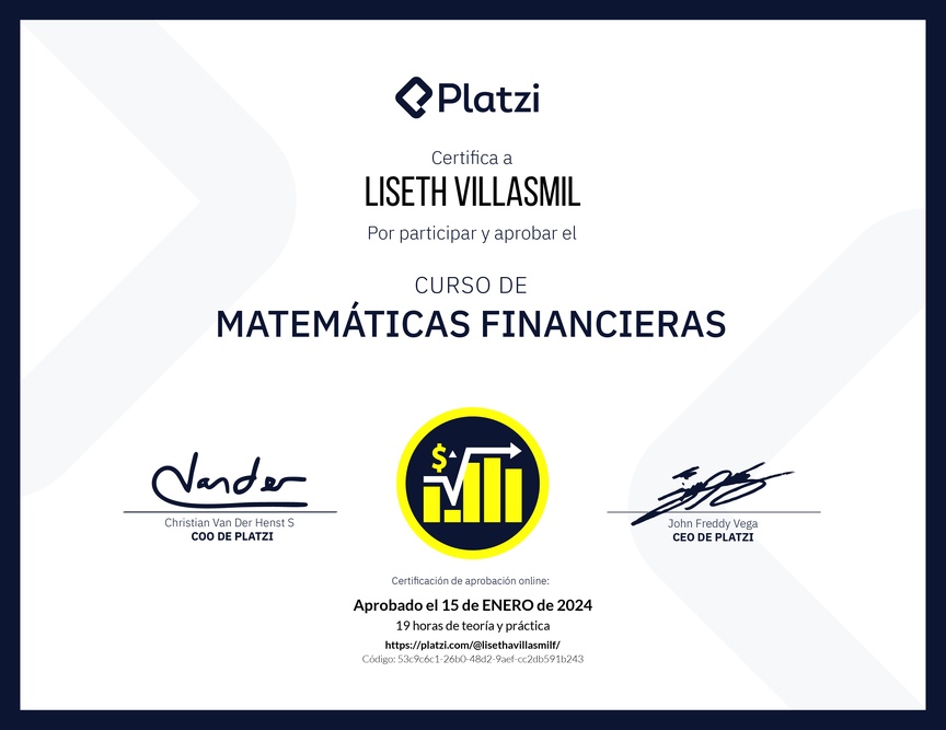 Diploma del Curso de Matemáticas Financieras